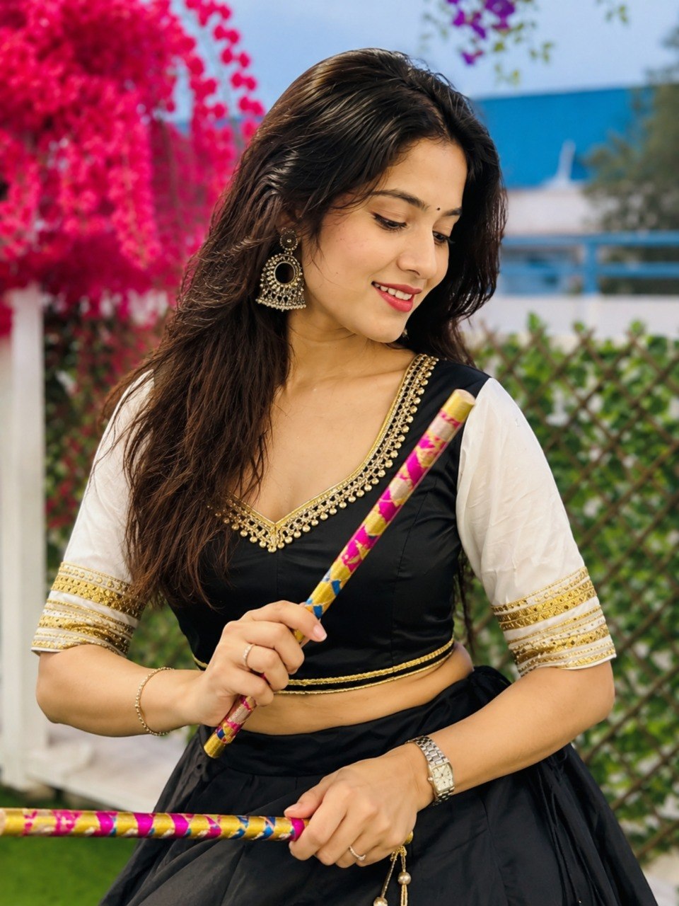 Designer Black Lehenga Choli with Sequins Lace Work