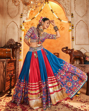 Heavy muslin cotton chaniya choli with gota patti border