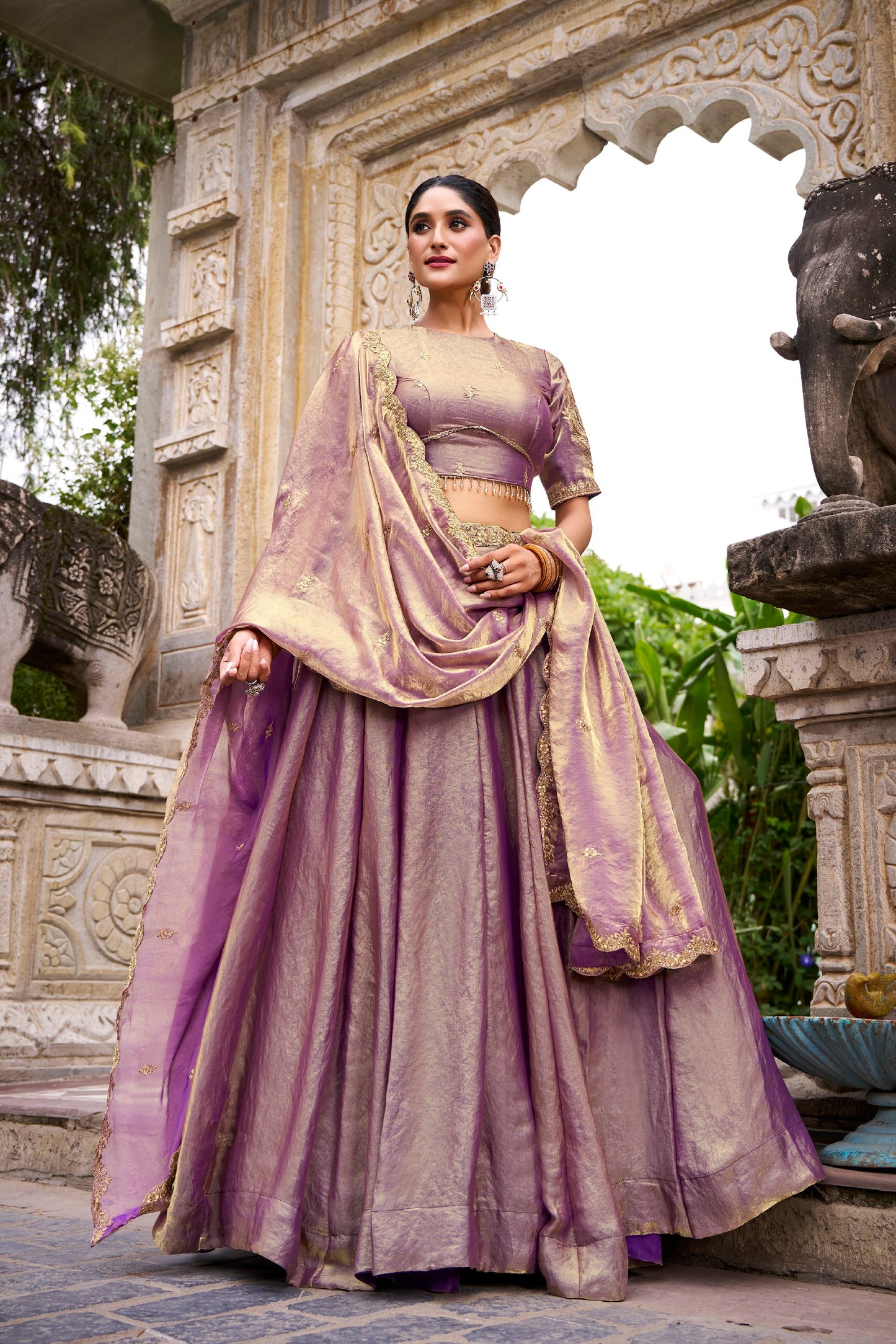 Luvender Fendi Sequins And Thread Embroidery Work Lehenga Choli