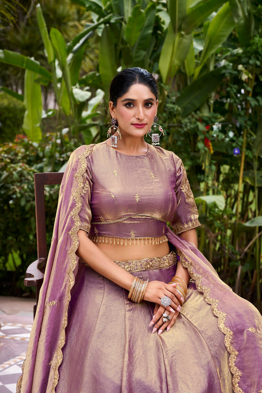 Luvender Fendi Sequins And Thread Embroidery Work Lehenga Choli