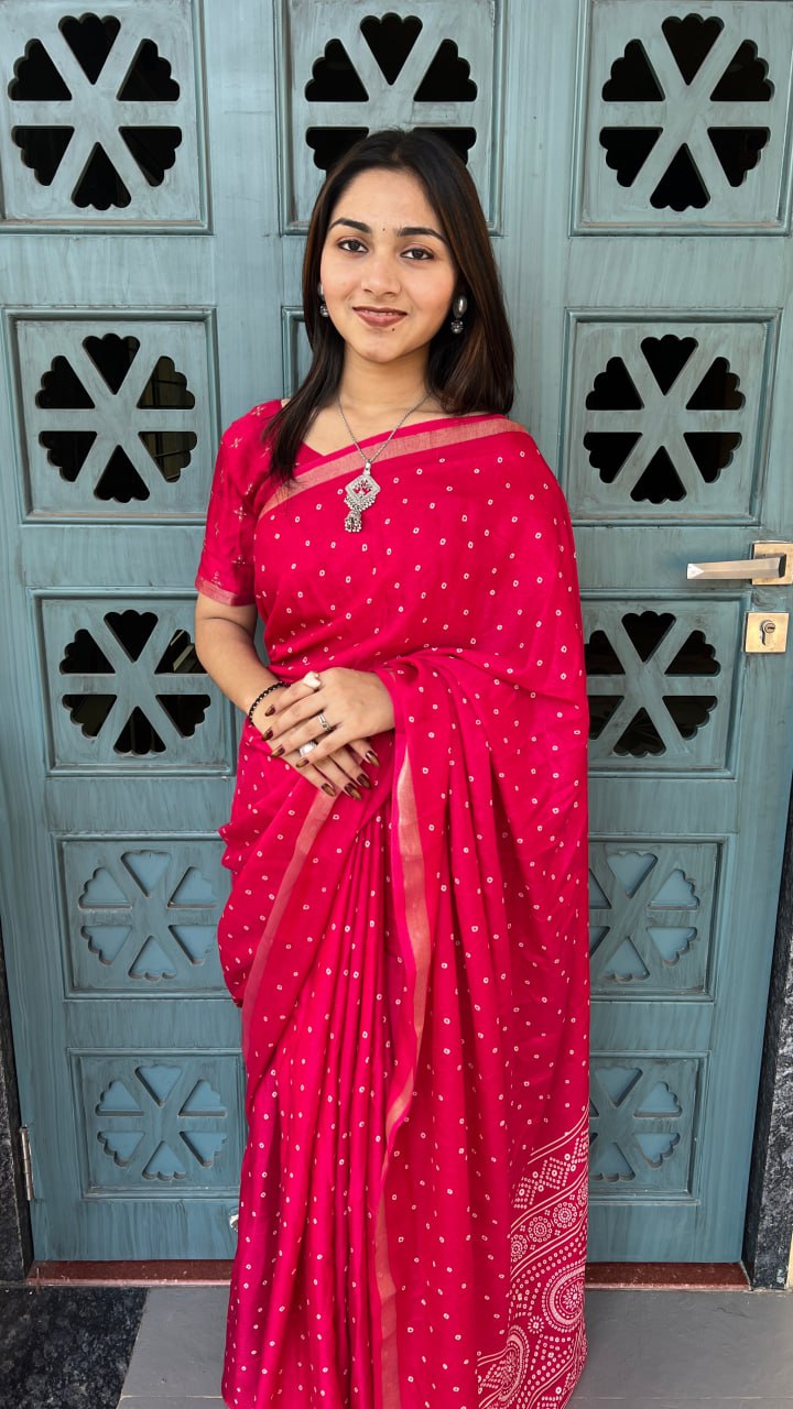 Rani Soft Mal Mal Cotton Silk Print Traditional Saree