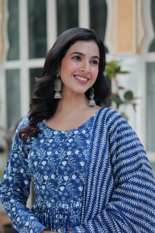 Blue Pure Cotton Readymade Kurti With Pant Dupatta Set