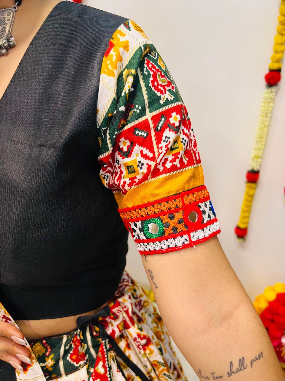 Rajwadi Pure Cotton Silk Patola Print With Gamthi Lace Work Navratri Lehenga Choli