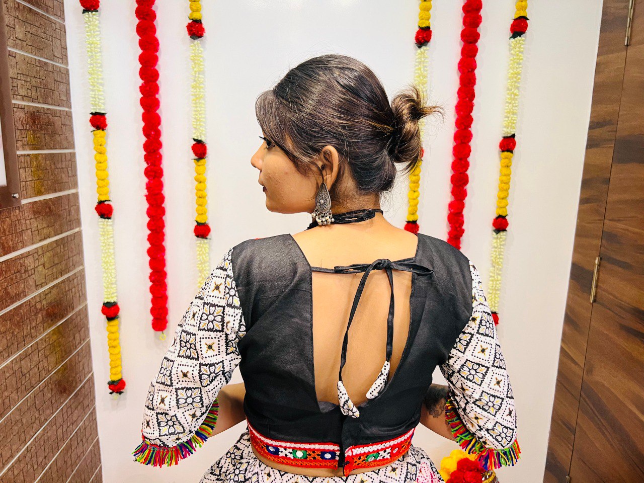 Rajwadi Printed Pure Cotton Silk Patola Print With Gamthi Lace Work Navratri Lehenga Choli