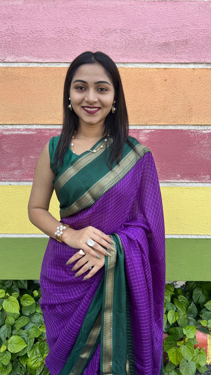 Purple Marshmallow With Elegant Kolam Print Premium Saree
