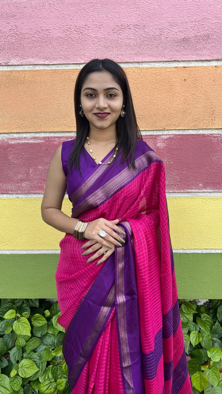 Pink Marshmallow With Elegant Kolam Print Premium Saree