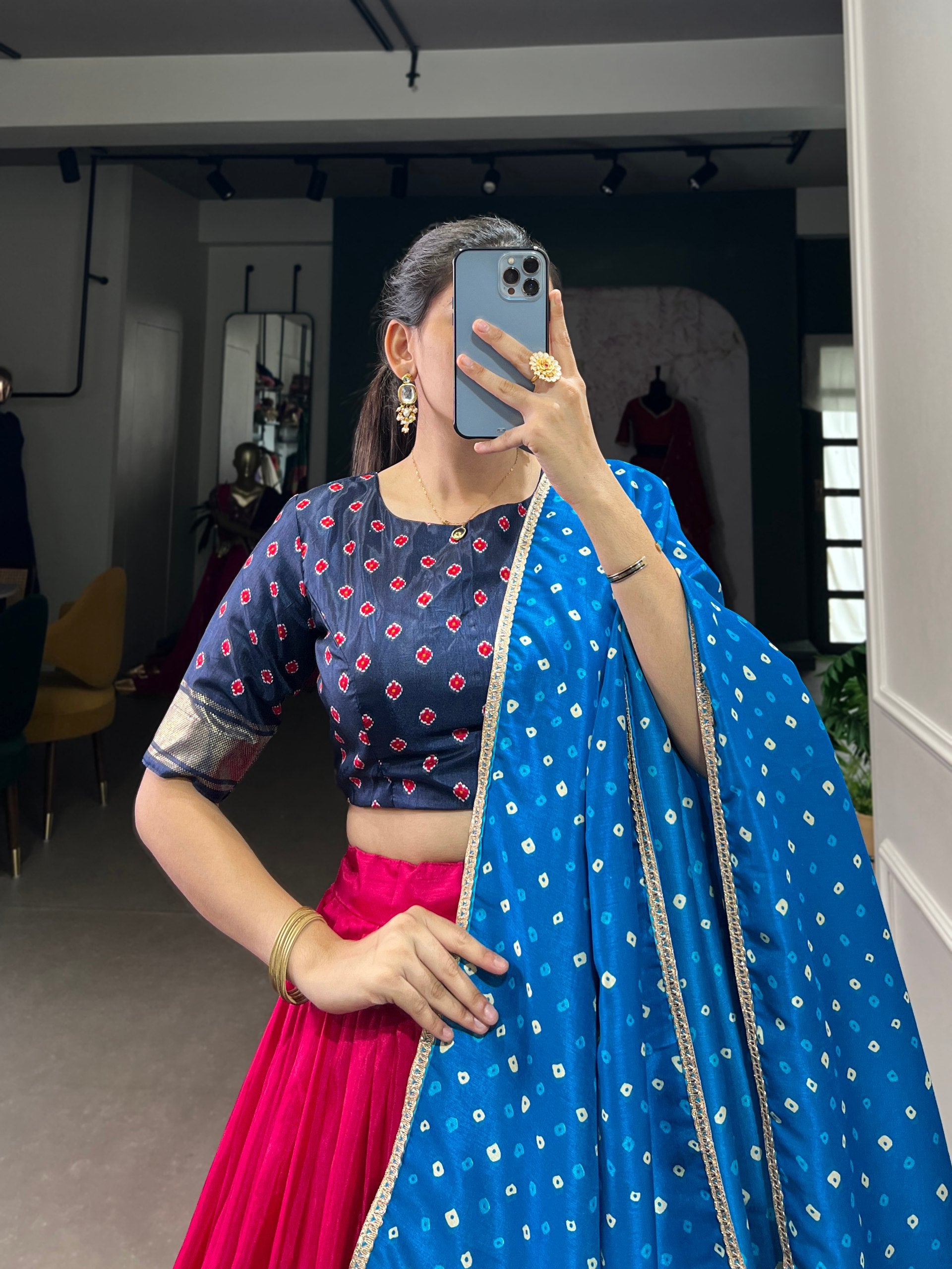 Pink Dola Silk Patola Print And Foil Work Lehenga