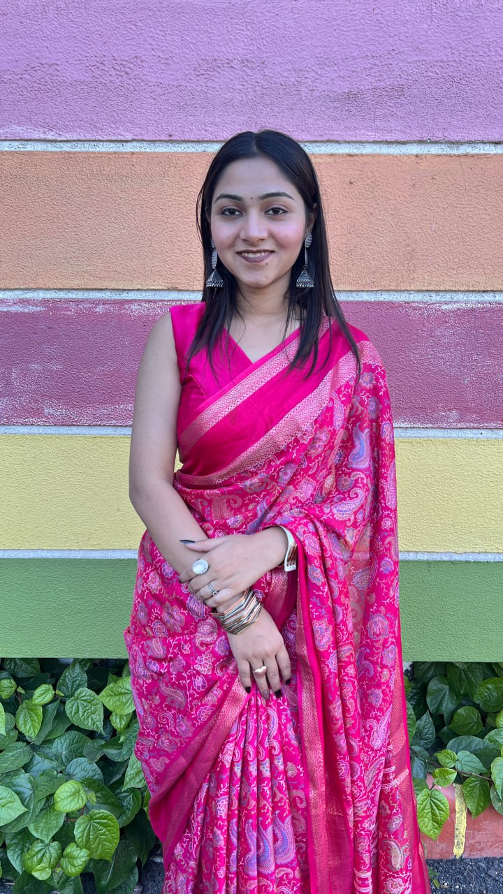 Pink Premium Marshmallow Rich Zari Border Saree Saree