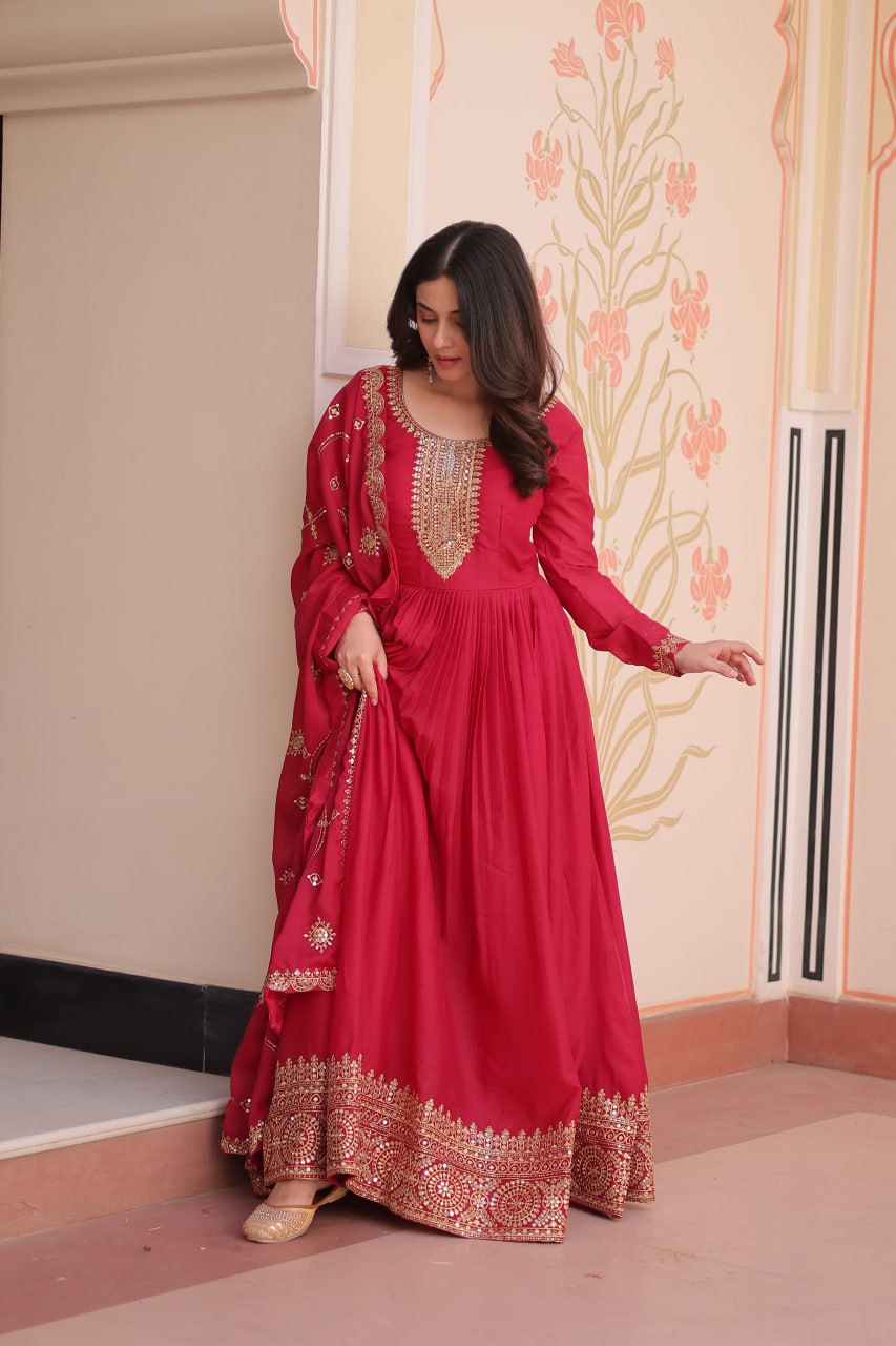 Rani Zari Sequins Embroidered Work Round Neck Gown