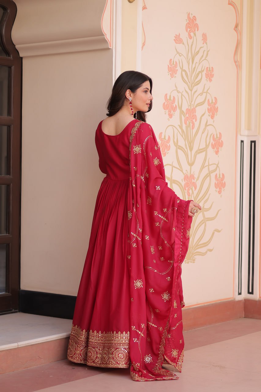 Rani Zari Sequins Embroidered Work Round Neck Gown