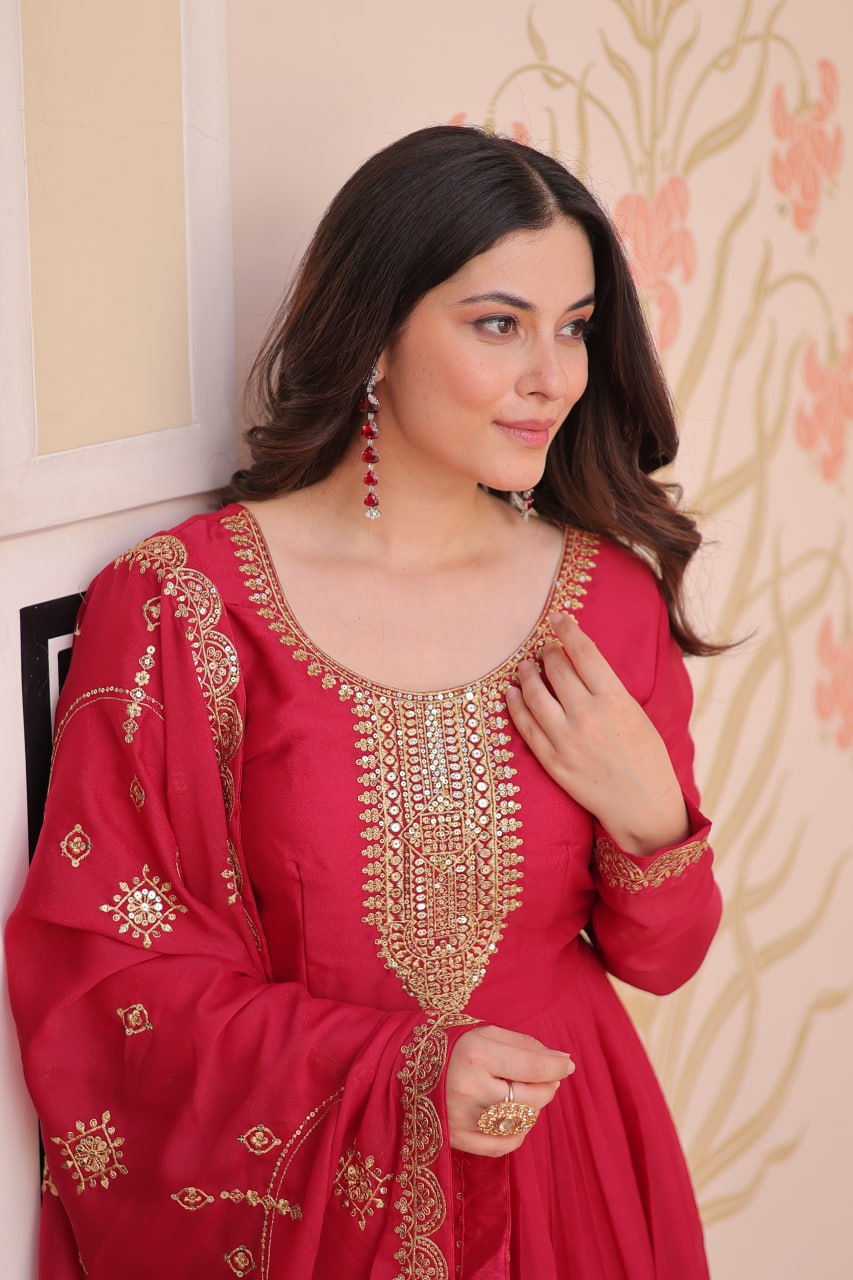 Rani Zari Sequins Embroidered Work Round Neck Gown