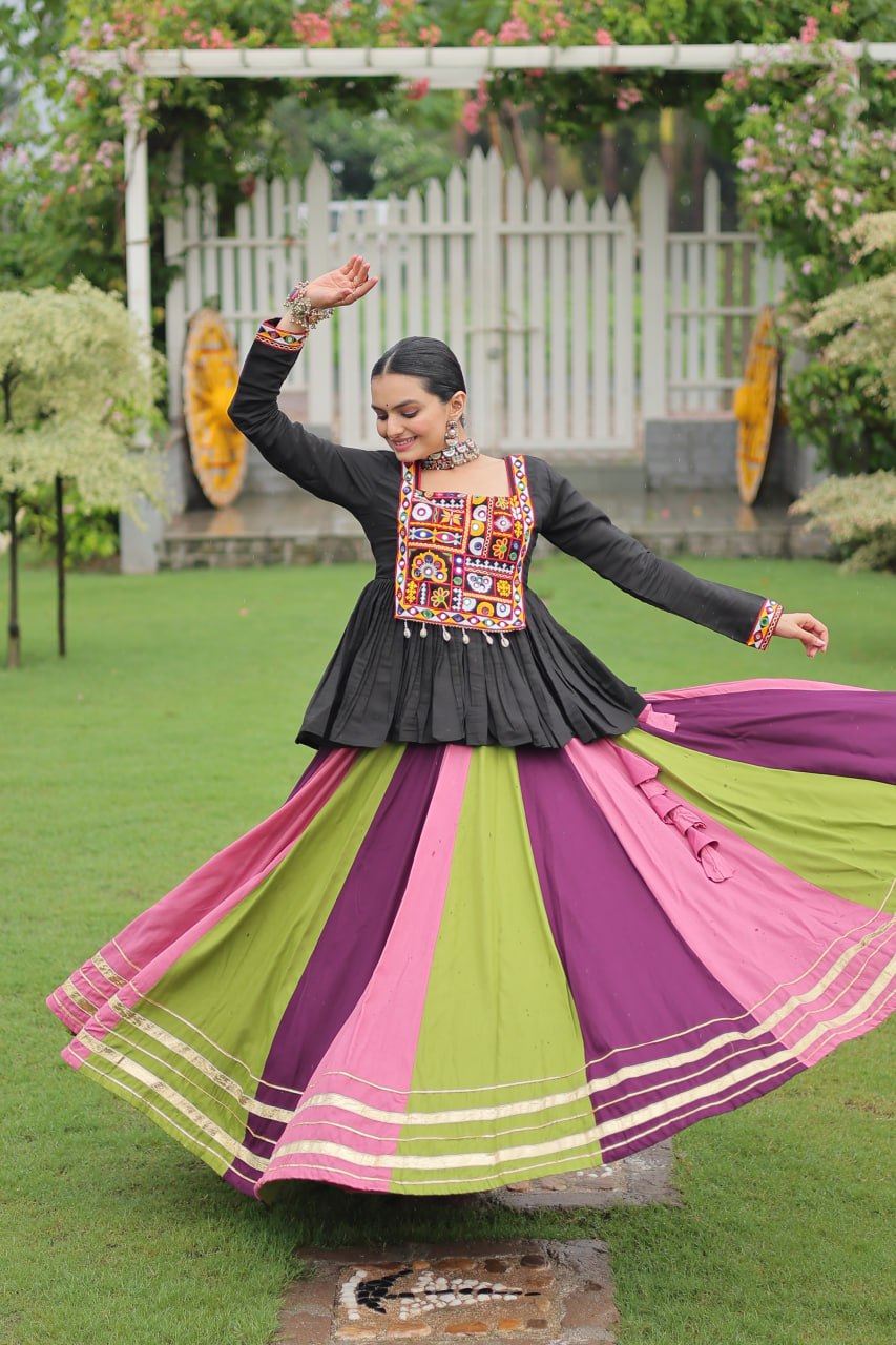 Wine Pink Reyon With Attractive Gota Patti Lace Navratri Lehenga