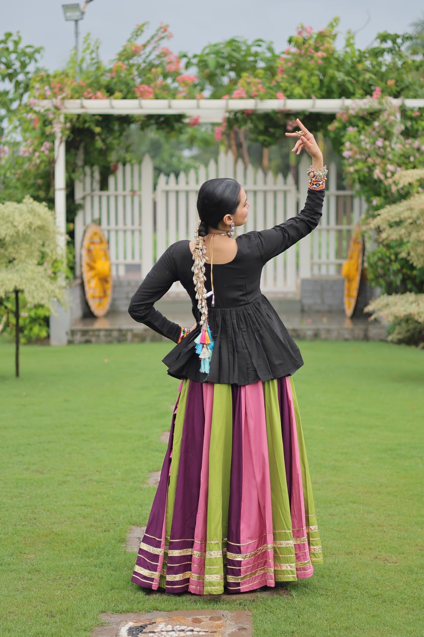 Wine Pink Reyon With Attractive Gota Patti Lace Navratri Lehenga