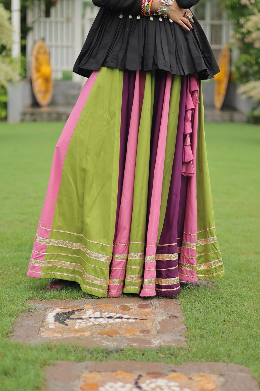 Wine Pink Reyon With Attractive Gota Patti Lace Navratri Lehenga