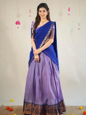 Kanchi cotton pavadai dhavani for temple and college function