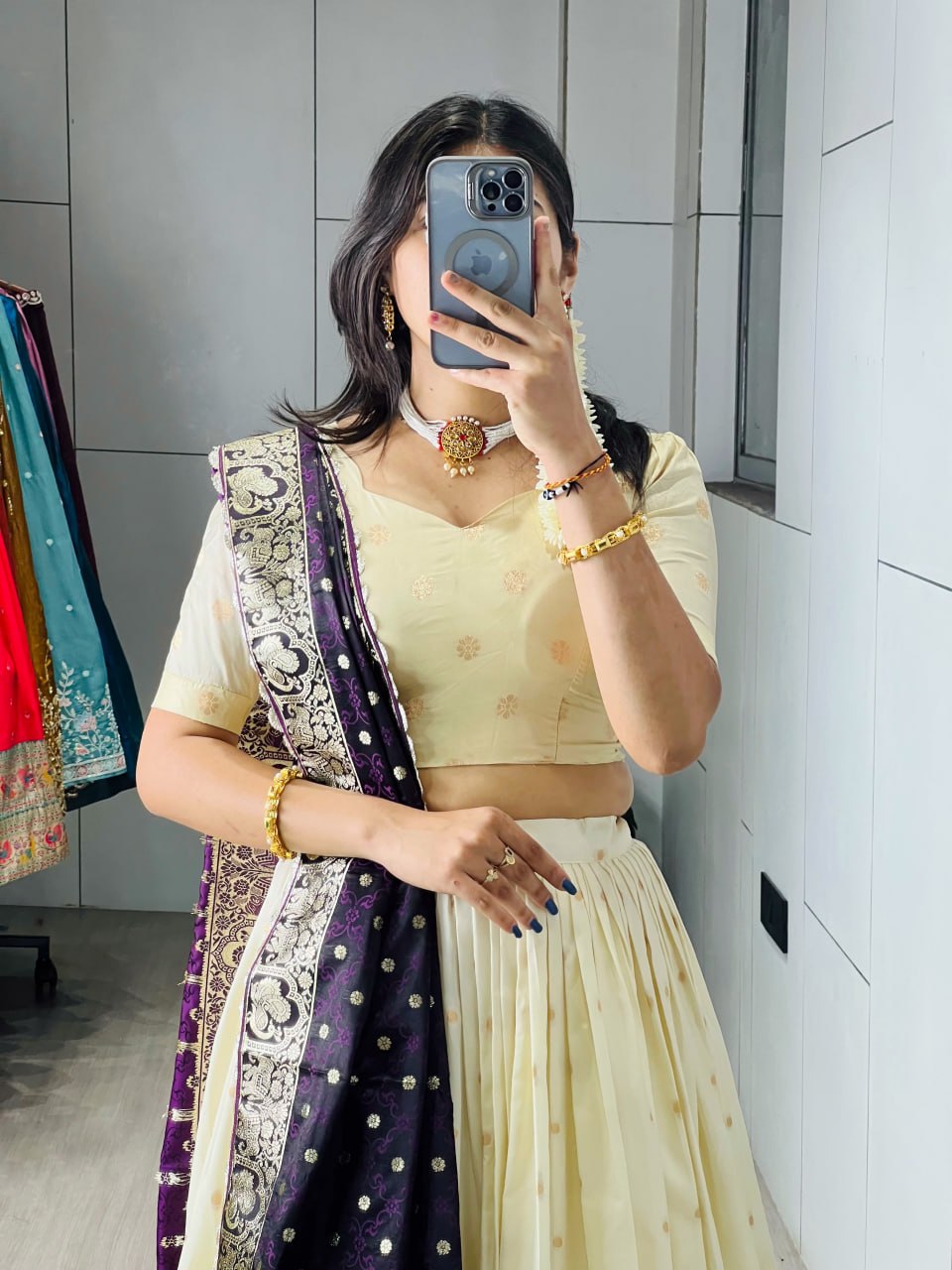 Royal Purple Paithani Silk Lehenga with Rich Zari Weaving & Traditional Peacock Border