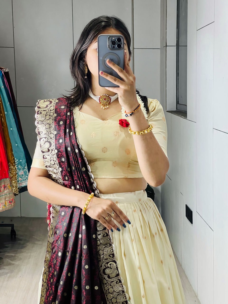 Royal Wine Paithani Silk Lehenga with Rich Zari Weaving & Traditional Peacock Border