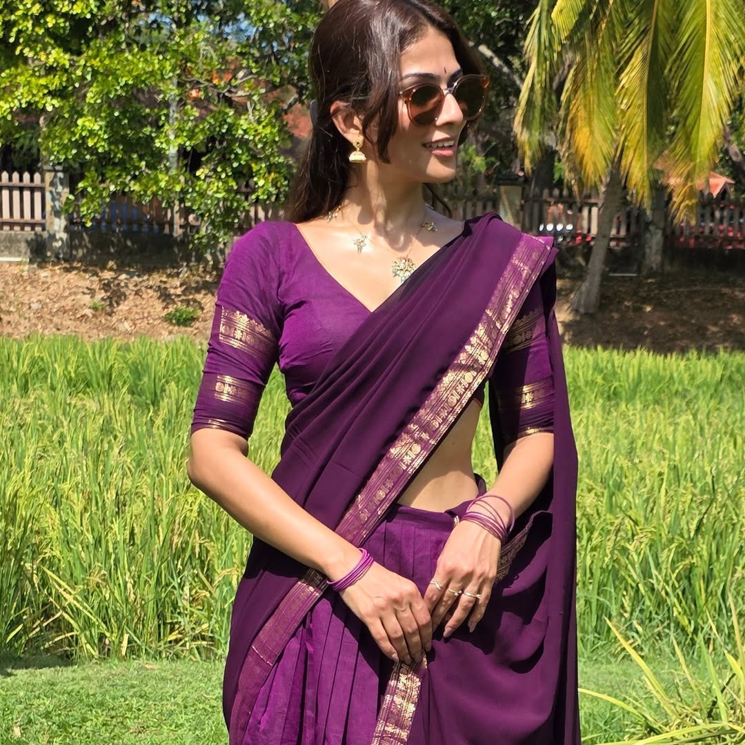 South Indian langa voni in wine purple Kanjivaram silk
