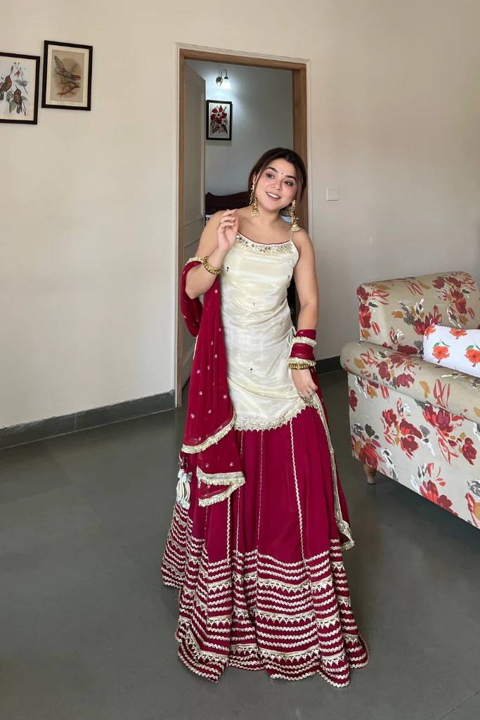 White Fendy Silk Lehenga – Handcrafted Real Mirror Work & Designer Embroidery Set