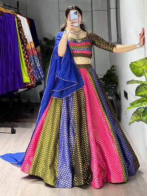 Traditional Gujarati Navratri chaniya choli multicolour butti weave for garba