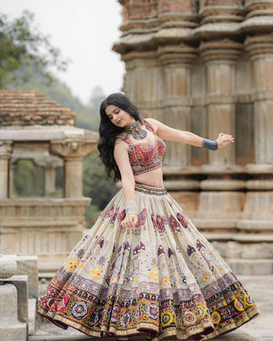 Traditional Gujarati garba lehenga choli with real mirror embellishment