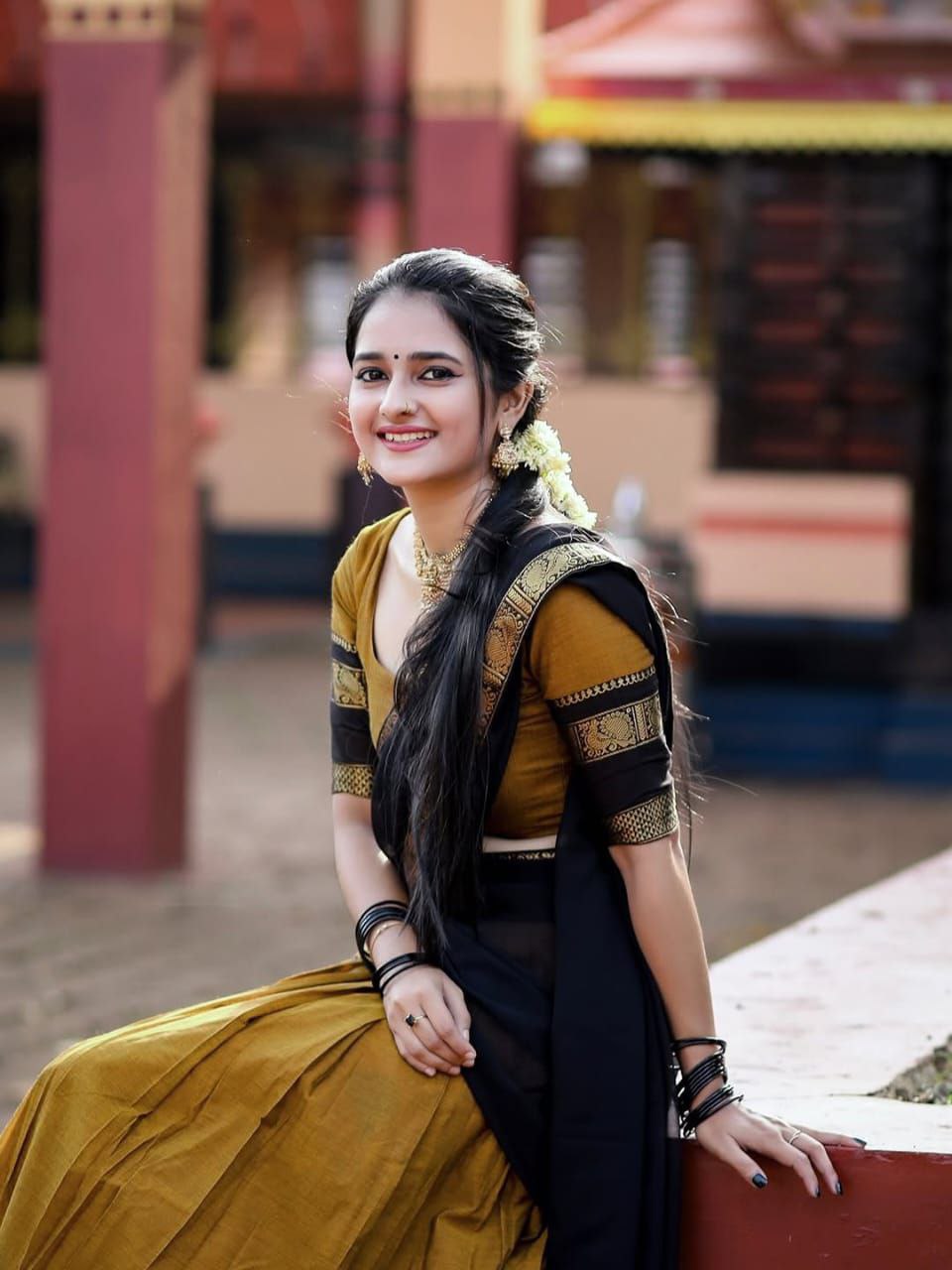 Mustard Yellow Kanjivaram Silk Half Saree with Rich Zari Weaving Work