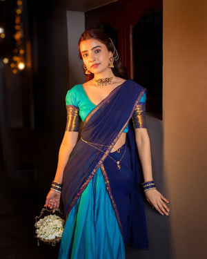 Authentic Kanchi cotton langa voni for Diwali and temple wear