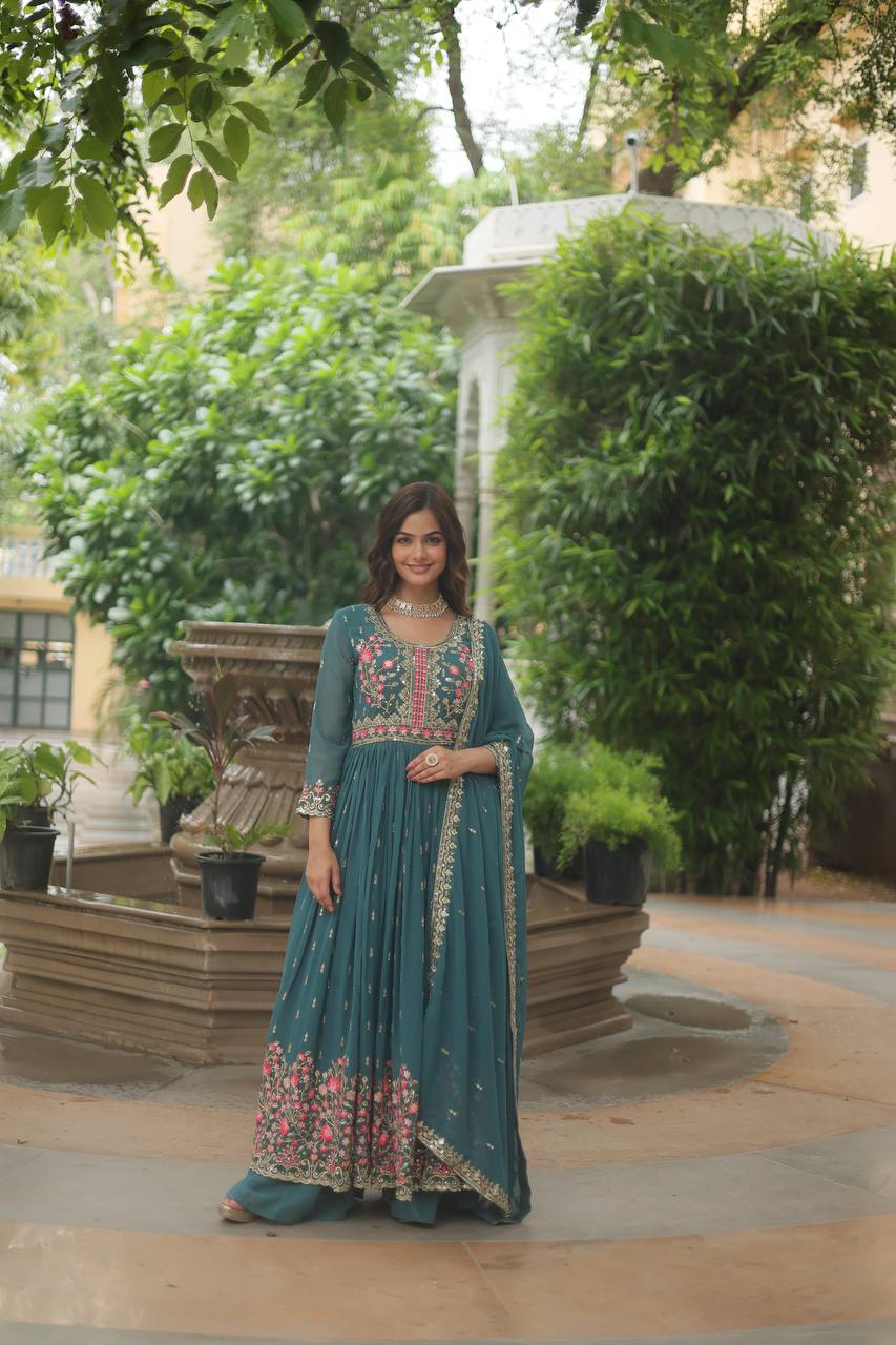 Rama Faux Georgette With Rich Sequins Embroidered Work Sharara