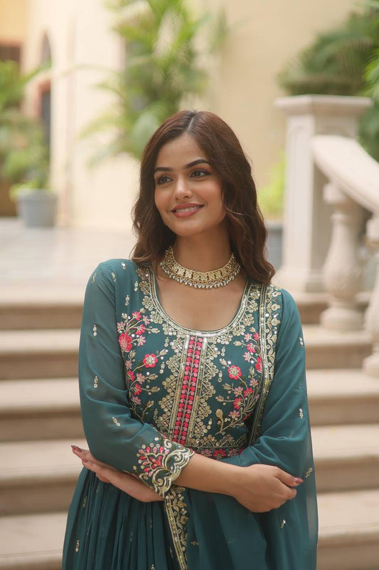 Rama Faux Georgette With Rich Sequins Embroidered Work Sharara