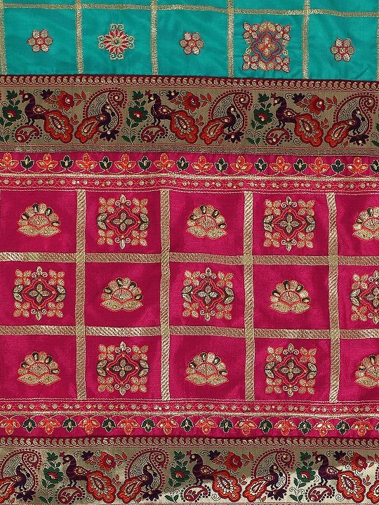 Rama Cobalt Blue And Pink Beautiful Designer Panetar Silk Saree