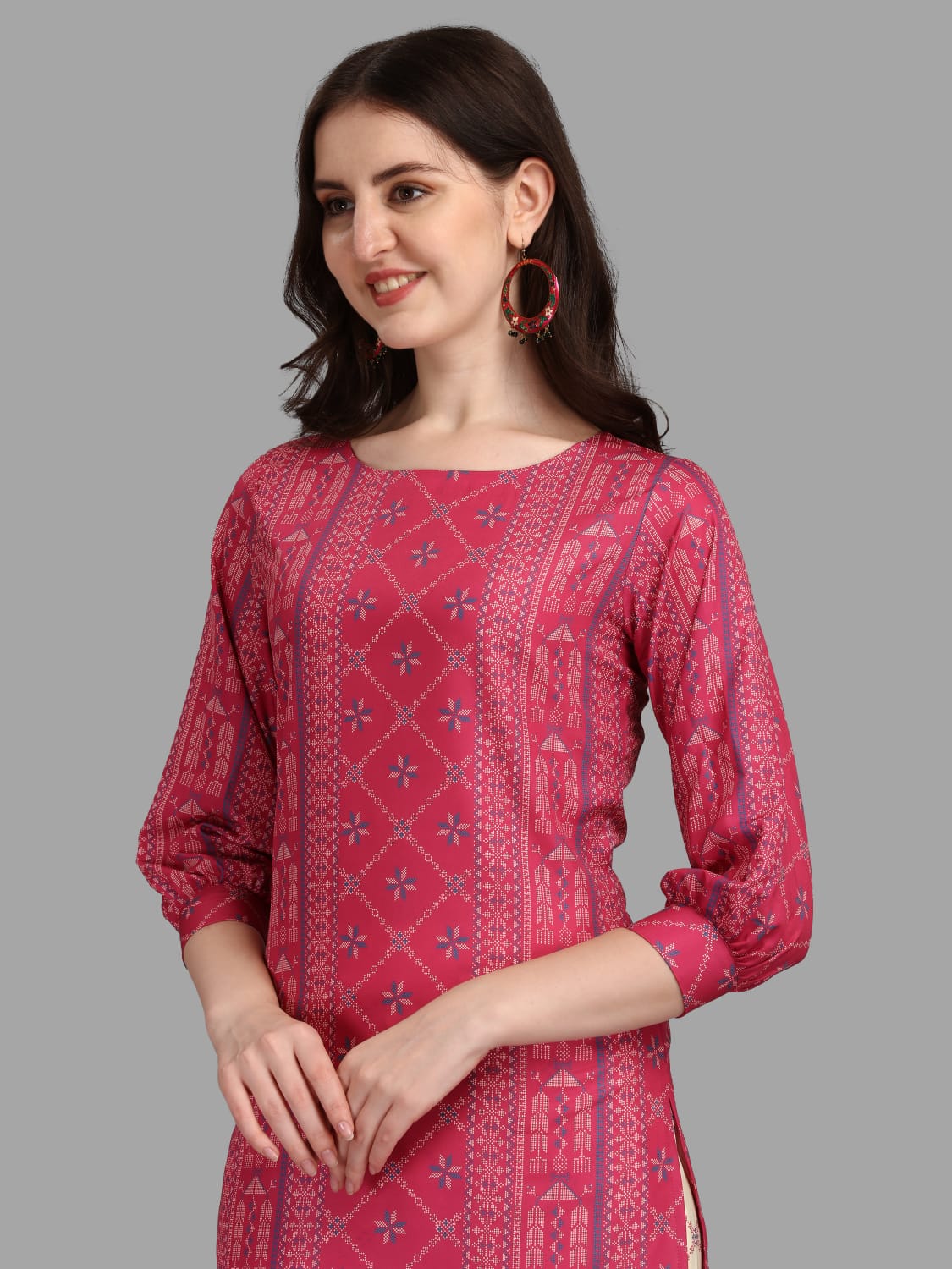 Pink Heavy Rayon Digital Print Kurti Pant