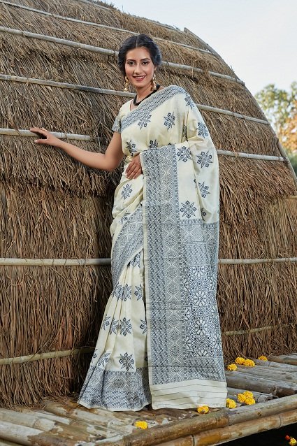 Off White Banarasi Silk Saree Collection