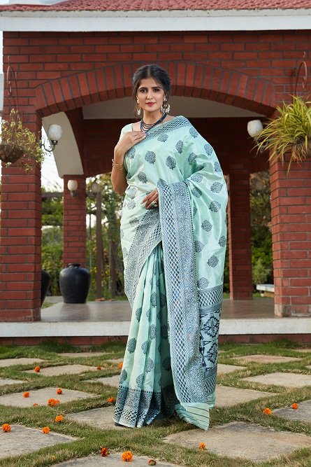 Blue Banarasi Silk Work Saree Collection