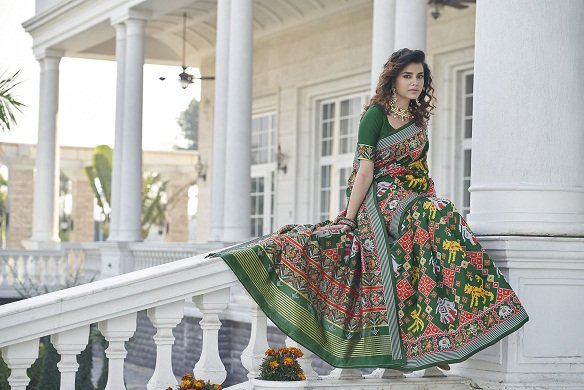 Green Patolat Silk Traditional Sarees