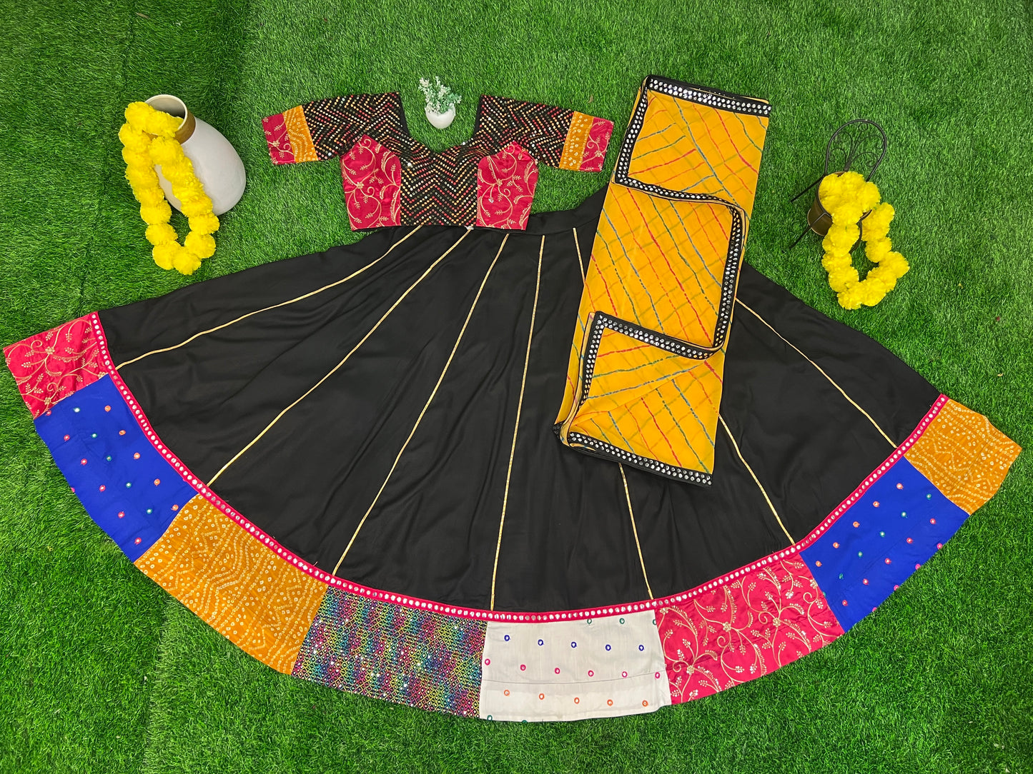 Black Color Rayon Tui Lace Malti Febric Work Lace Full Stitched Lehenga Choli