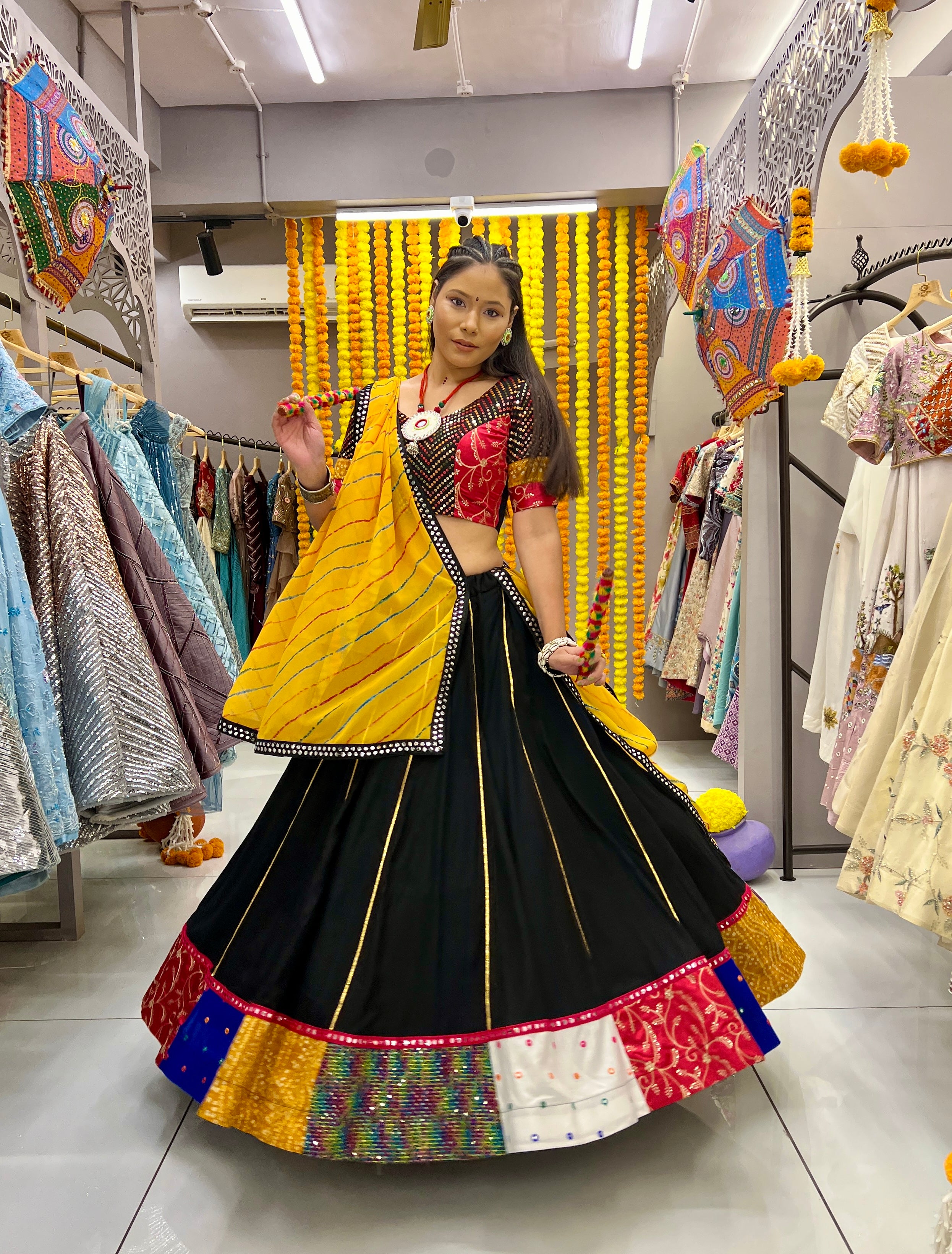 Black Color Rayon Tui Lace Malti Febric Work Lace Full Stitched Lehenga Choli