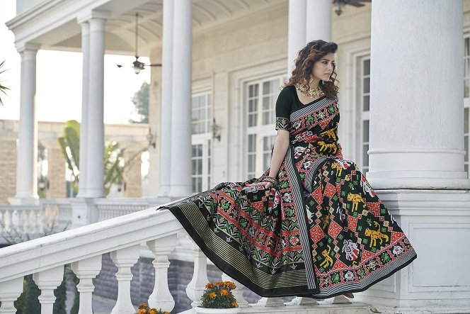 Black Patola Silk Traditional Sarees