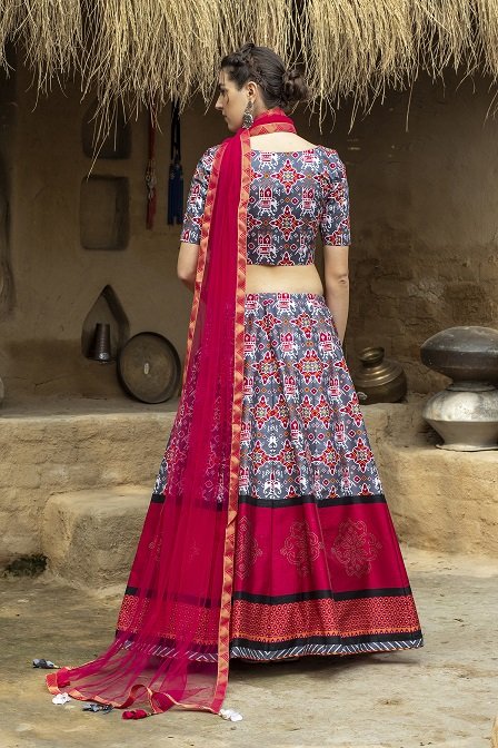 Grey with Magenta Printed Lehenga Choli Collection