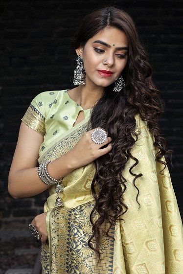 Pista Banarasi Weaving Silk Saree Collection