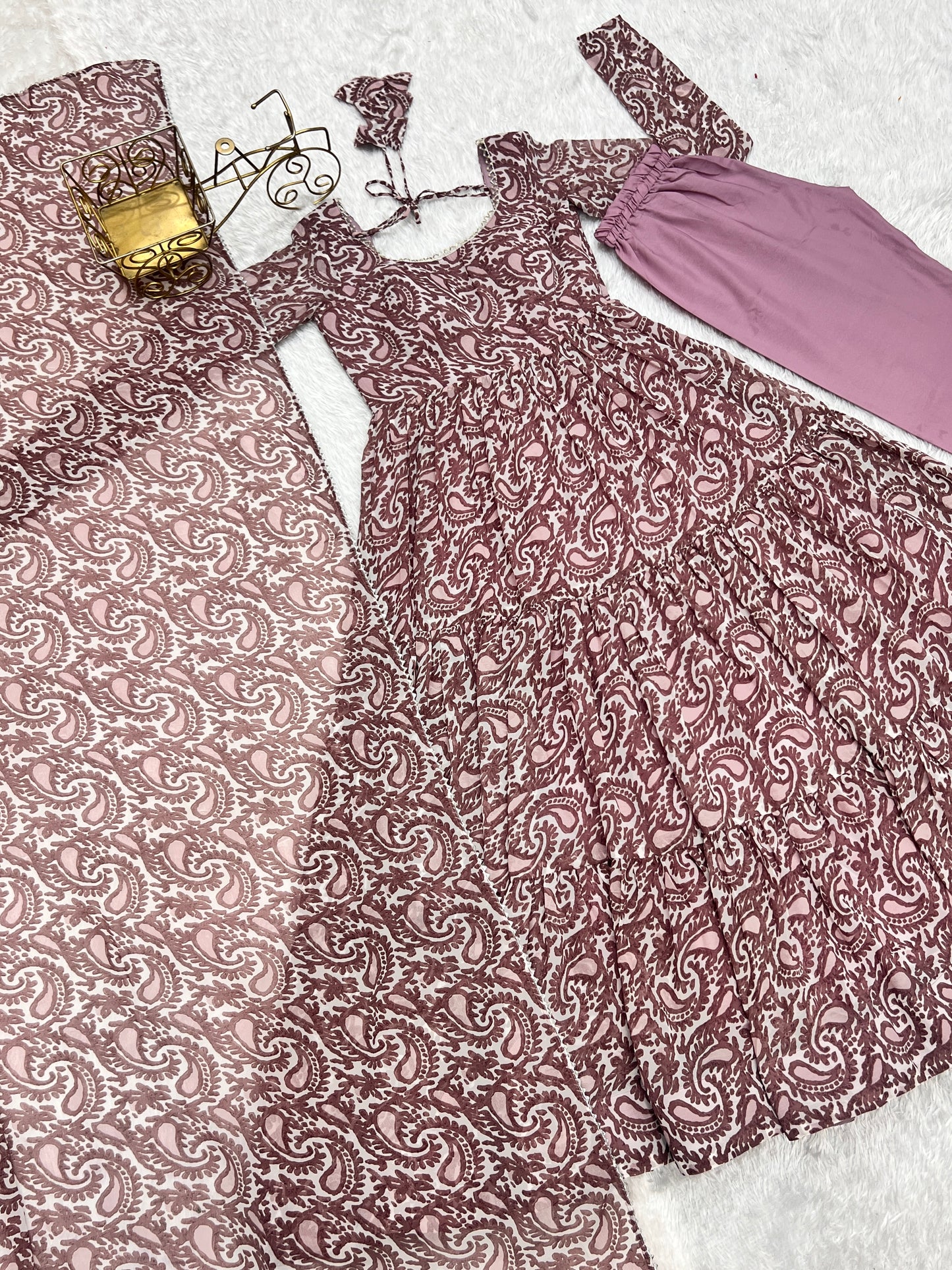 Pure Soft Fox Georgette Print Fabric Fully Flair Anarkali Salwar Suit