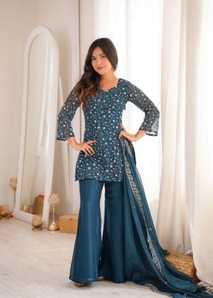 Sequins embroidered sharara set for Eid and festive wear