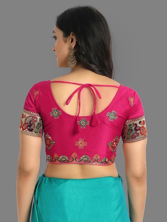 Rama Cobalt Blue And Pink Beautiful Designer Panetar Silk Saree