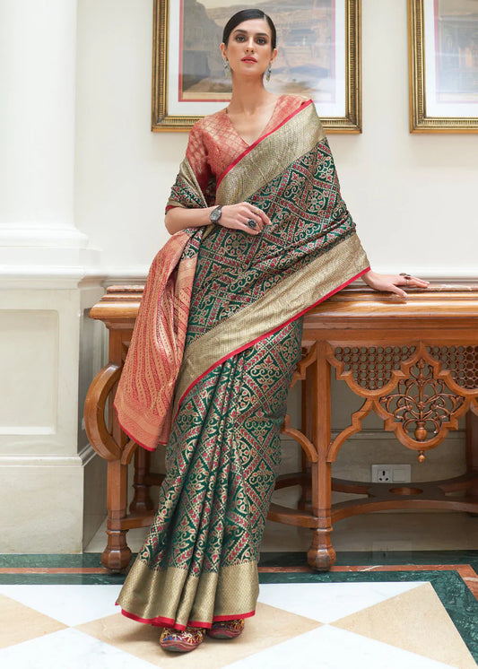 Stromboli Green Woven Patola Silk Saree