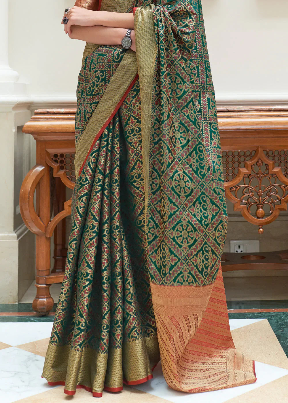 Stromboli Green Woven Patola Silk Saree