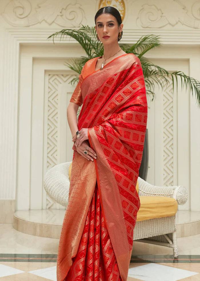 Mojo Red Woven Patola Saree