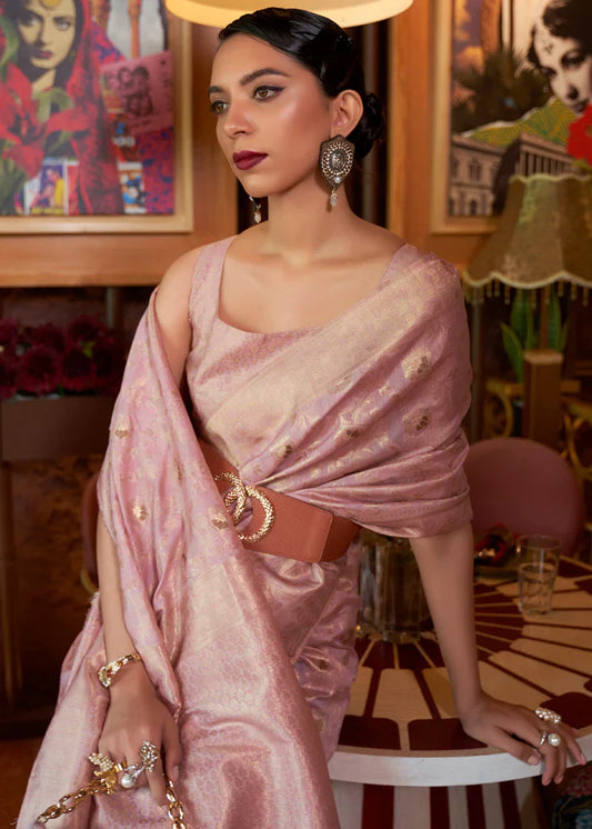 Copper Rose Purple Tussar Woven Silk Saree