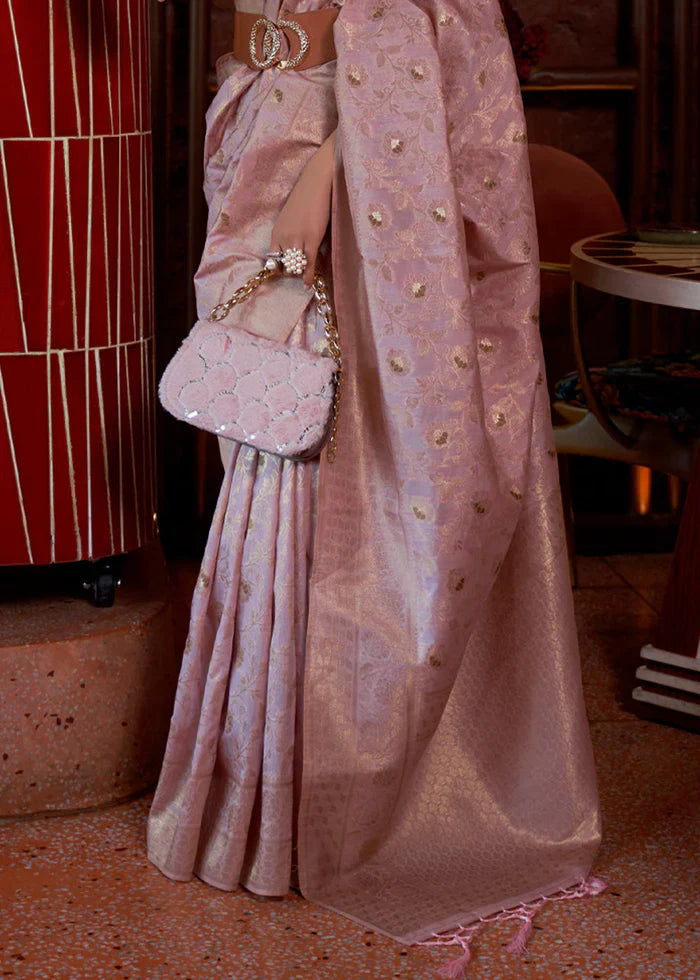 Copper Rose Purple Tussar Woven Silk Saree