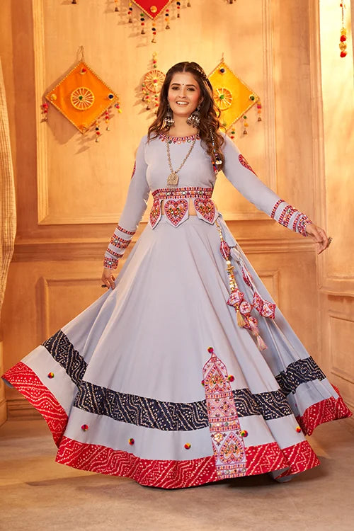 New Laterst Sky Chaniya Choli For Women Wear Navratri Lehenga