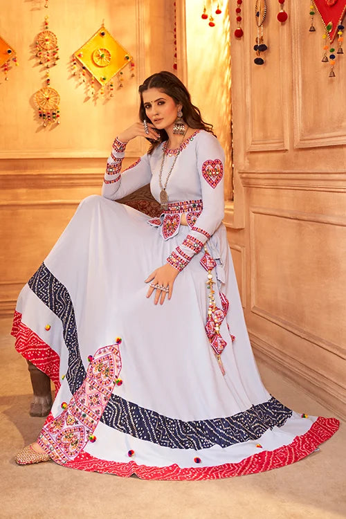 New Laterst Sky Chaniya Choli For Women Wear Navratri Lehenga