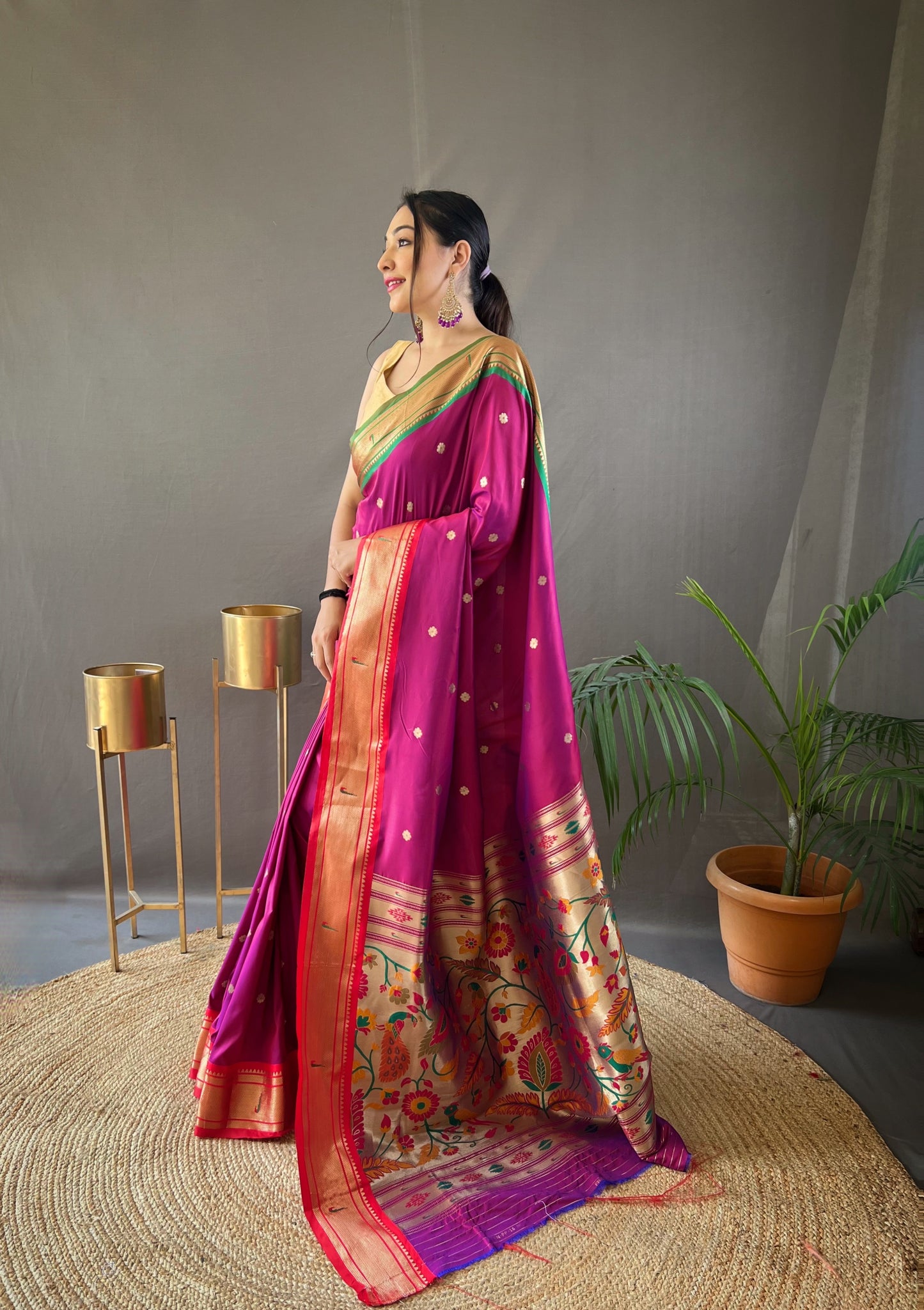 Pink Kamal Paithani Silk Woven Saree